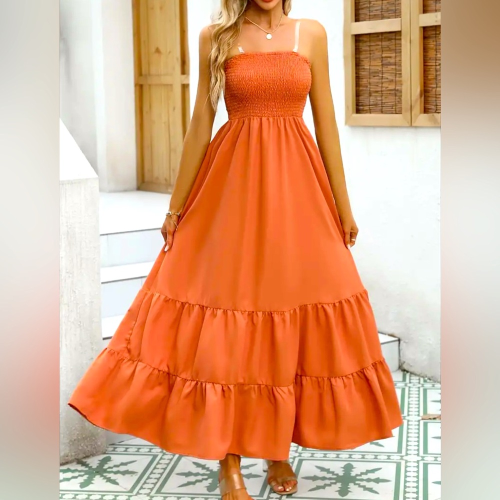 SALE New beautiful orange flowy dress, Perfect for a day out or a casual evening